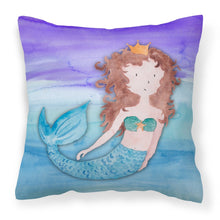 Load image into Gallery viewer, Brunette Mermaid Watercolor Fabric Decorative Pillow BB7422PW1818