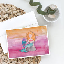 Load image into Gallery viewer, Blonde Mermaid Watercolor Greeting Cards -  Blank Note Cards – 8-Pack of Artist-Designed Cards with Envelopes
