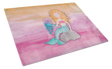 Load image into Gallery viewer, Blonde Mermaid Watercolor Glass Cutting Boards – Durable, Decorative Kitchen Art Large BB7423LCB