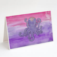 Load image into Gallery viewer, Octopus Watercolor Greeting Cards -  Blank Note Cards – 8-Pack of Artist-Designed Cards with Envelopes