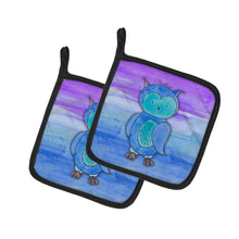 Load image into Gallery viewer, Blue Owl Watercolor Pot Holders - Set of 2 - Heat-Resistant Kitchen Essentials BB7426PTHD