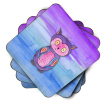 Load image into Gallery viewer, Pink and Purple Owl Watercolor Foam Coaster  BB7427FC