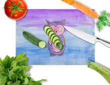 Load image into Gallery viewer, Pink and Purple Owl Watercolor Glass Cutting Boards – Durable, Decorative Kitchen Art Large BB7427LCB