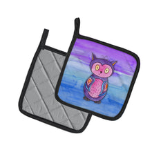 Load image into Gallery viewer, Pink and Purple Owl Watercolor Pot Holders - Set of 2 - Heat-Resistant Kitchen Essentials BB7427PTHD