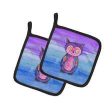 Load image into Gallery viewer, Pink and Purple Owl Watercolor Pot Holders - Set of 2 - Heat-Resistant Kitchen Essentials BB7427PTHD