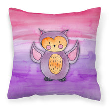 Load image into Gallery viewer, Pink and Purple Owl Watercolor Fabric Decorative Pillow BB7428PW1818