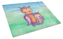 Load image into Gallery viewer, Momma and Baby Owl Watercolor Glass Cutting Boards – Durable, Decorative Kitchen Art Large BB7430LCB