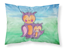 Load image into Gallery viewer, Momma and Baby Owl Watercolor Fabric Standard Pillowcase – Artistic Decorative Front, White Back BB7430PILLOWCASE