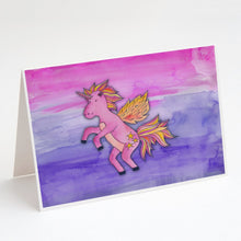 Load image into Gallery viewer, Pink Unicorn Watercolor Greeting Cards -  Blank Note Cards – 8-Pack of Artist-Designed Cards with Envelopes
