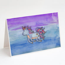 Load image into Gallery viewer, Blue Unicorn Watercolor Greeting Cards -  Blank Note Cards – 8-Pack of Artist-Designed Cards with Envelopes