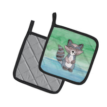 Load image into Gallery viewer, Raccoon Watercolor Pot Holders - Set of 2 - Heat-Resistant Kitchen Essentials BB7438PTHD