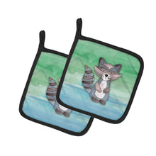 Load image into Gallery viewer, Raccoon Watercolor Pot Holders - Set of 2 - Heat-Resistant Kitchen Essentials BB7438PTHD