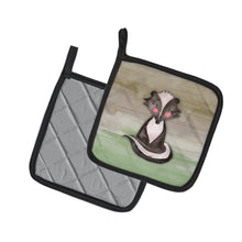 Load image into Gallery viewer, Badger Watercolor Pot Holders - Set of 2 - Heat-Resistant Kitchen Essentials BB7440PTHD