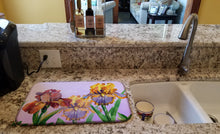 Load image into Gallery viewer, Purple and Yellow Iris Dish Drying Mat – Absorbent, Artistic Kitchen Essentials BB7445DDM