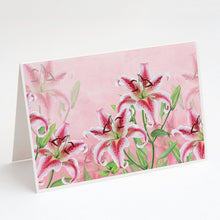 Load image into Gallery viewer, Pink Lillies Greeting Cards -  Blank Note Cards – 8-Pack of Artist-Designed Cards with Envelopes