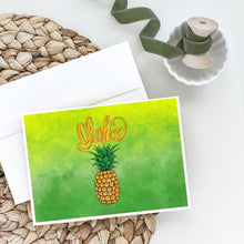 Load image into Gallery viewer, Aloha Pineapple Welcome Greeting Cards -  Blank Note Cards – 8-Pack of Artist-Designed Cards with Envelopes