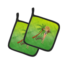 Load image into Gallery viewer, Hello Summer Lady in Swimsuit Pot Holders - Set of 2 - Heat-Resistant Kitchen Essentials BB7452PTHD