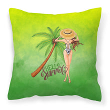 Load image into Gallery viewer, Hello Summer Lady in Swimsuit Fabric Decorative Pillow BB7452PW1818