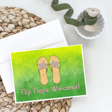 Load image into Gallery viewer, Flip Flops Welcome Greeting Cards -  Blank Note Cards – 8-Pack of Artist-Designed Cards with Envelopes