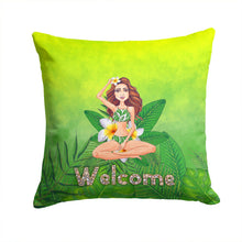 Load image into Gallery viewer, Welcome Lady in Bikini Summer Throw Pillow - 14x14 Decorative Pillow – Art for Your Home &amp; Patio BB7457PW1414
