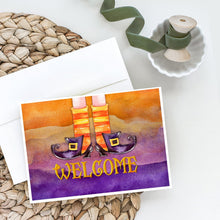 Load image into Gallery viewer, Halloween Welcome Witches Feet Greeting Cards -  Blank Note Cards – 8-Pack of Artist-Designed Cards with Envelopes