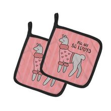 Load image into Gallery viewer, Nursery You are so Loved Llama Pot Holders - Set of 2 - Heat-Resistant Kitchen Essentials BB7469PTHD