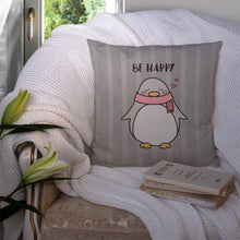 Load image into Gallery viewer, Nursery Be Happy Penquin Throw Pillow - 14x14 Decorative Pillow – Art for Your Home &amp; Patio BB7478PW1414
