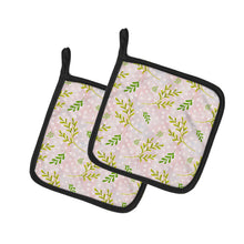 Load image into Gallery viewer, Watercolor Leaves Pink Pot Holders - Set of 2 - Heat-Resistant Kitchen Essentials BB7480PTHD