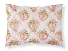 Load image into Gallery viewer, Tea Cup and Flowers Pink Fabric Standard Pillowcase – Artistic Decorative Front, White Back BB7481PILLOWCASE