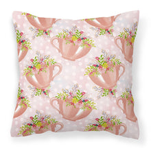 Load image into Gallery viewer, Tea Cup and Flowers Pink Fabric Decorative Pillow BB7481PW1818