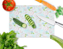 Load image into Gallery viewer, Watercolor Blue Flowers and Swirls Glass Cutting Boards – Durable, Decorative Kitchen Art Large BB7482LCB