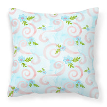 Load image into Gallery viewer, Watercolor Blue Flowers and Swirls Fabric Decorative Pillow BB7482PW1818