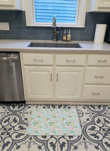 Load image into Gallery viewer, Watercolor Blue Flowers and Swirls Machine Washable Memory Foam Mat BB7482RUG