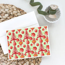 Load image into Gallery viewer, Red Christmas Tree and Ornaments Greeting Cards -  Blank Note Cards – 8-Pack of Artist-Designed Cards with Envelopes
