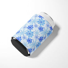 Load image into Gallery viewer, Blue Snowflakes Watercolor Can or Bottle Hugger BB7484CC
