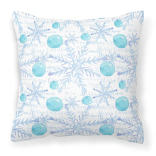 Load image into Gallery viewer, Winter Snowflakes on White Fabric Decorative Pillow BB7487PW1818