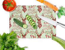 Load image into Gallery viewer, Merry Christmas Joy Reindeer Glass Cutting Boards – Durable, Decorative Kitchen Art Large BB7488LCB