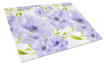 Load image into Gallery viewer, Watercolor Blue Flowers Glass Cutting Boards – Durable, Decorative Kitchen Art Large BB7491LCB