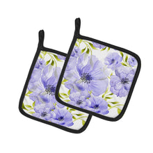 Load image into Gallery viewer, Watercolor Blue Flowers Pot Holders - Set of 2 - Heat-Resistant Kitchen Essentials BB7491PTHD