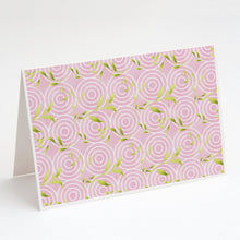Load image into Gallery viewer, Gemoetric Circles on Pink Watercolor Greeting Cards -  Blank Note Cards – 8-Pack of Artist-Designed Cards with Envelopes