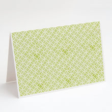 Load image into Gallery viewer, Gemoetric Circles on Green Watercolor Greeting Cards -  Blank Note Cards – 8-Pack of Artist-Designed Cards with Envelopes