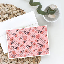 Load image into Gallery viewer, Pink Flowers and Polka Dots Greeting Cards -  Blank Note Cards – 8-Pack of Artist-Designed Cards with Envelopes