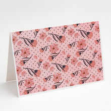 Load image into Gallery viewer, Pink Flowers and Polka Dots Greeting Cards -  Blank Note Cards – 8-Pack of Artist-Designed Cards with Envelopes
