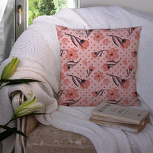 Load image into Gallery viewer, Pink Flowers and Polka Dots Throw Pillow - 14x14 Decorative Pillow – Art for Your Home &amp; Patio BB7499PW1414