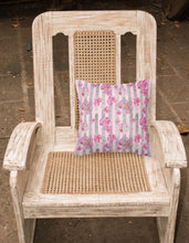 Load image into Gallery viewer, Watercolor Pink Flowers Grey Stripes Fabric Decorative Pillow BB7502PW1818
