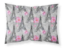Load image into Gallery viewer, Watercolor Pink Flowers Eiffel Tower Fabric Standard Pillowcase – Artistic Decorative Front, White Back BB7503PILLOWCASE