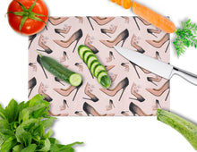 Load image into Gallery viewer, Watercolor Fashion Diva Shoes Glass Cutting Boards – Durable, Decorative Kitchen Art Large BB7504LCB