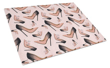 Load image into Gallery viewer, Watercolor Fashion Diva Shoes Glass Cutting Boards – Durable, Decorative Kitchen Art Large BB7504LCB