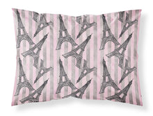 Load image into Gallery viewer, Watercolor Eiffel Tower and Stripes Fabric Standard Pillowcase – Artistic Decorative Front, White Back BB7509PILLOWCASE
