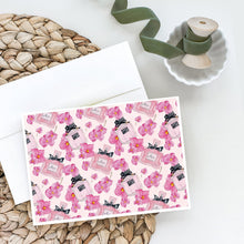 Load image into Gallery viewer, Watercolor Pink Flowers and Perfume Greeting Cards -  Blank Note Cards – 8-Pack of Artist-Designed Cards with Envelopes